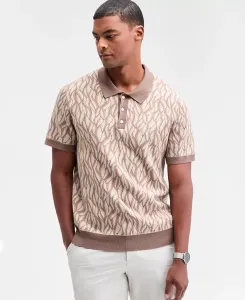 Мужской жаккардовый свитер-поло Birdseye с короткими рукавами Alfani, коричневый
