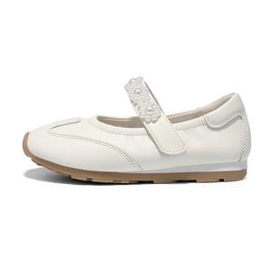 Детские кожаные туфли с низким верхом, устойчивые к истиранию и отскоку, бесшумные ST&SAT, слоновая кость/бежевый