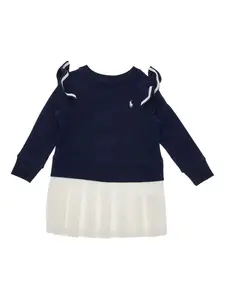 Платье-толстовка с оборками Polo Ralph Lauren Kids, синий