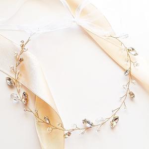 Коконет, золотая лента для волос с цирконами и кристаллами, 1 шт Kokonet