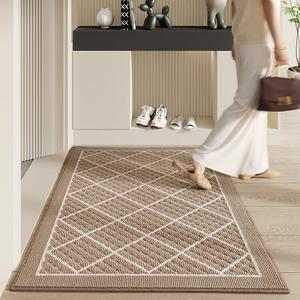 Dajiang Ковер 60х90 см для прихожей, простой однотонный, устойчивый к загрязнениям, с ромбовидным узором, цвет deep beige