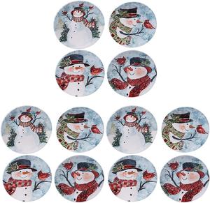 Certified International Набор посуды Watercolor Snowman, красный, 3 предмета