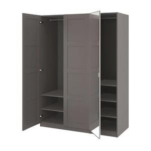 Гардероб PAX/BERGSBO/ÅHEIM IKEA, 150x60x201 см, цвет dark grey dark grey/mirror glass