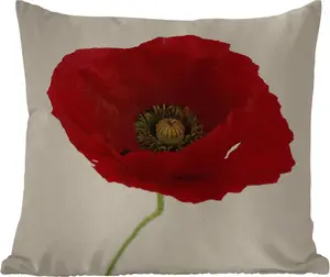 Подушка для улицы - Крупный план красного мака - 45 x 45 см - Устойчива к атмосферным воздействиям - Подушка для отдыха - Фотоподушка - Декоративная подушка MuchoWow
