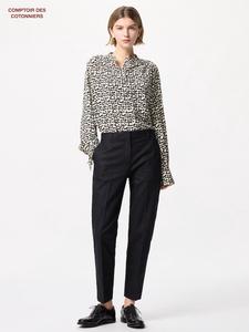 Льняные хлопковые брюки до щиколотки Uniqlo, черный