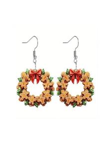 Adeliás Серьги-украшения на рождественскую тематику, висячие серьги, рождественский венок из акрила разных цветов