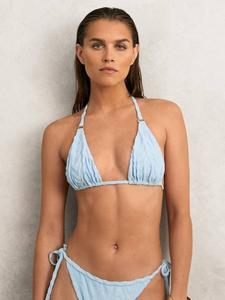 Wynee Textured Triangle Bikini Top Reiss, Blue