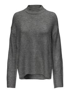 Вязаный пушистый свитер с воротником-стойкой JDYJOLA темно-серого цвета JACQUELINE de YONG