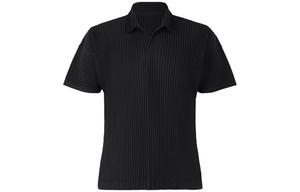 Футболка поло с короткими рукавами и плиссировкой Homme Plissé ISSEY MIYAKE, черный