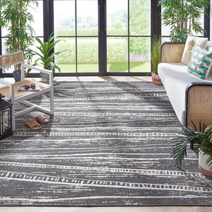 Ковер SAFAVIEH, 244 x 341 см, Cottage Collection, Grey, современный дизайн, для помещений и улицы, можно стирать, идеально для патио, заднего двора, прихожей (COT966F-8)