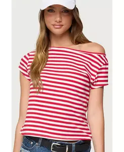 Женский полосатый топ Aretha с открытыми плечами Edikted, красный