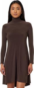 Свободное платье с длинными рукавами и черепахой Norma Kamali, цвет Chocolate