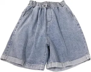 Женские джинсы High Waist Loose Fit, летний стиль, Slimming Washed, Wide Leg, Plus Size, Five Quarter Length