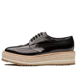 Кроссовки brogue trim microsole brushed leather shoes 'black' Prada, черный