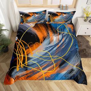 Erosebridal Комплект постельного белья Grunge Duvet Cover Full Size Abstract Ombre Graffiti Oil Painting белый оранжевый мягкий, White Orange