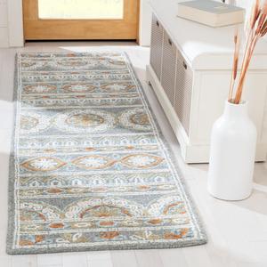 SAFAVIEH, 69 x 244 см, Ковер-дорожка handmade premium wool из коллекции Blossom, цвет grey/ivory, артикул BLM609F