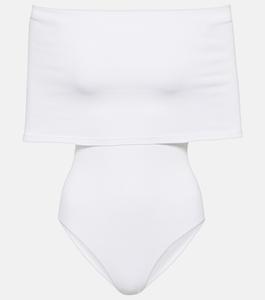 Трикотажное боди с открытыми плечами ALAÏA, белый