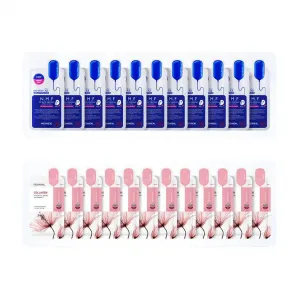 MEIDIHIHUIER Увлажняющая и подтягивающая маска для лица успокаивающая для всех типов кожи 23 шт MEDIHEAL, two-piece set: hydrating facial mask 10 pcs+hyaluronic acid essence facial mask 10 pcs