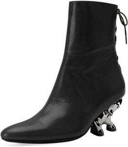 Женские ботильоны FSJ Chic с элегантным каблуком в виде слона, 2,6 дюйма, закрытый носок, боковая молния, шнуровка на спине, короткие ботильоны, удобные для ходьбы, платье, размеры US 4-16, Black