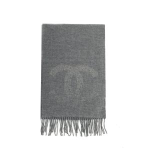CHANEL Шерстяной вязаный шарф унисекс серый, Gray
