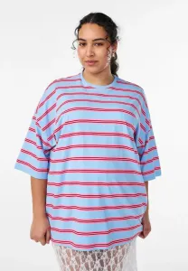 Футболка оверсайз с принтом mit streifen und 1/2ärmeln Zizzi, Powder Blue Stripe