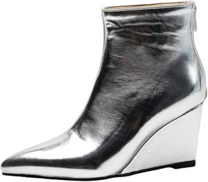 Женские ботильоны на танкетке DINTAHA с металлическим носком и застежкой-молнией, Silver