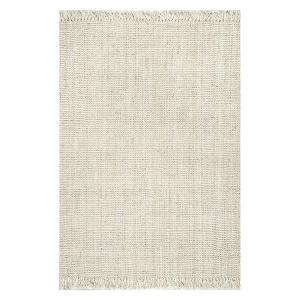 Ковер из толстого джута в фермерском стиле Daniela Nuloom, белый, 244x244 см, круглый