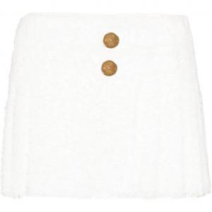 Плиссированная мини-юбка из твида BALMAIN, белый