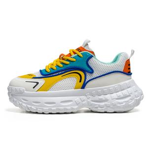 Амортизирующие, износостойкие, дышащие, увеличивающие рост низкие массивные кроссовки для мужчин Wooden Rabbit, White Yellow