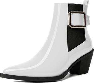 Женские ботильоны MODENCOCO с застежкой на ремешок на щиколотке, вечерние, с модной пряжкой, остроконечным носком, массивным низким каблуком 2,5 дюйма