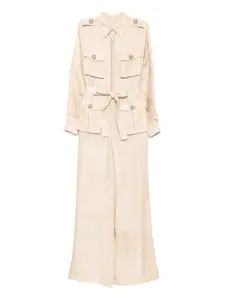 Льняной комбинезон с принтом Elie Saab, нейтральный