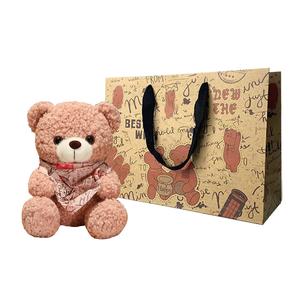 Треугольный шелковый шарф плюшевые мишки кукла 25 см высота Howard, Red Scarves Pink Bear+Color Box