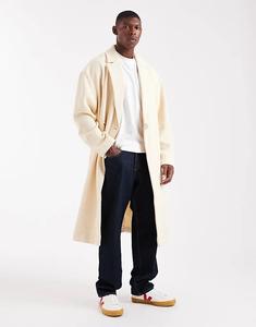 Длинное пальто свободного кроя из искусственной шерсти ASOS DESIGN цвета экрю