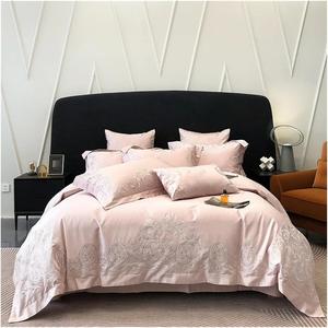 YUSIWOAL Комплект постельного белья из египетского хлопка 1000TC с вышивкой в кремово-бело-розово-красной гамме Pink