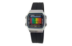 CASIO Кварцевые часы Retrofit Series с силиконовым ремешком, мужские часы с черным циферблатом