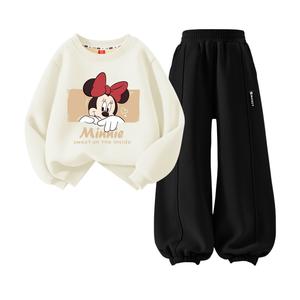 Детская повседневная спортивная одежда Disney, [Thickened and Fleece-Lined]Di Hide Ivory White+Di Long Hook-and-Loop Black