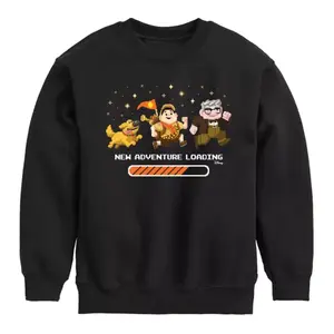Флисовая толстовка Up boys 8-20 с принтом "Новое приключение загружается" Disney, черный