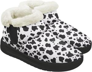 Женские тапочки-сапожки с плюшевой подкладкой, мемори-фоам, для дома и улицы, зимние сапожки, уютные, с противоскользящей подошвой, ботильоны Chririnla, Cute Cow Print