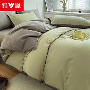 Yalu Пододеяльник 180х220 см из чистого хлопка, цвет матча зеленый + светло-серый