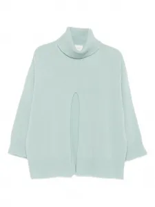 Свитер с высоким воротником и разрезом спереди Vicolo, синий