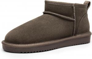 DREAM PAIRS Женские зимние мини-сапожки до щиколотки из натуральной замши с искусственным мехом, водоотталкивающие, теплые снежные ботинки на память с удобной стелькой, уютные классические ботиночки, Taupe