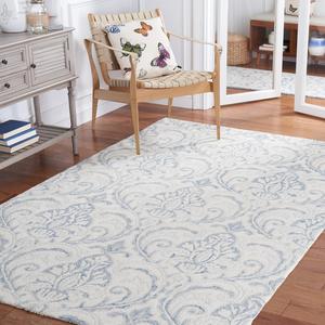 Ковер SAFAVIEH, 92 x 153 см, Micro-Loop Collection Ivory/Blue MLP532A ручной работы из премиальной шерсти для прихожей, гостиной, фойе, спальни