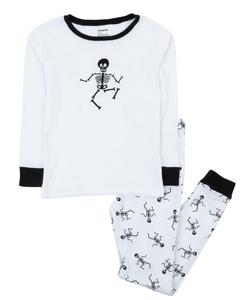 Детская хлопковая пижама из двух частей на Хэллоуин Leveret, Skeleton white