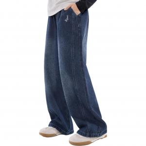 Джинсы Minnie Весна Осень Зима Однослойные с флисовой подкладкой для подростков Disney, темно-синий