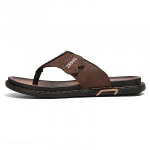 Shiozawa Мужские противоскользящие шлепанцы с прострочкой коричневые, цвет Brown