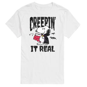 Мужская футболка с рисунком Peanuts Snoopy Vampire Creepin' It Real Licensed Character, белый