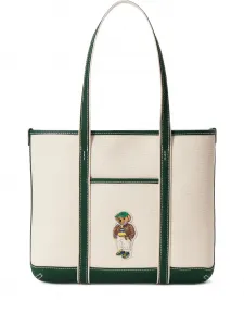 Сумка-тоут среднего размера с вышитым логотипом POLO RALPH LAUREN, нейтральный