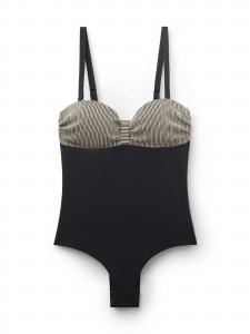 CALZEDONIA Купальник-бандо 'GOLDEN STRIPES' в черном цвете