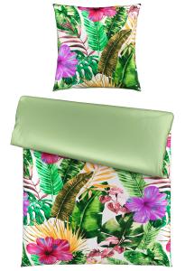 Двустороннее постельное белье Novel, 135x200 см, зеленый/розовый