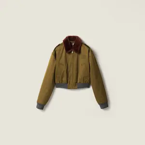 Бомбер из хлопкового сатина MIU MIU, зеленый